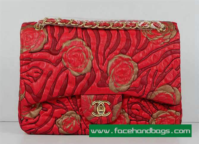 Chanel 2.55 Rose Handbag 50136 Gold Hardware-Red Gold